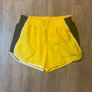 Nike LIVESTRONG Dri-FIT Running Shorts Yellow Size Small | 3" Mid-Rise Lined